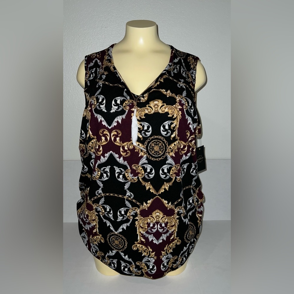 Goddess Sleeveless Gold Tassel Purple & Black Galaxy Combo Shirt
